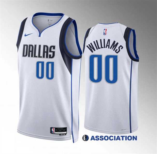 Mens Dallas Mavericks #00 Brandon Williams White Association Edition Stitched Basketball Jersey Dzhi